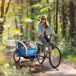 2 Seat Bike Trailer With 5 Point Harness, Safety Flag, Reflectors | Blue