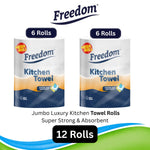 Rhino Jumbo Luxury Kitchen Towel Roll Strong & Absorbent 6 Roll | Set-of-2