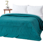 Cotton Quilted Reversible Bedspread | 150cm x 200cm | Teal Blue