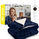 Heated Electric Blanket With Digital Controller, 6 Heat Settings | Single | Navy Blue