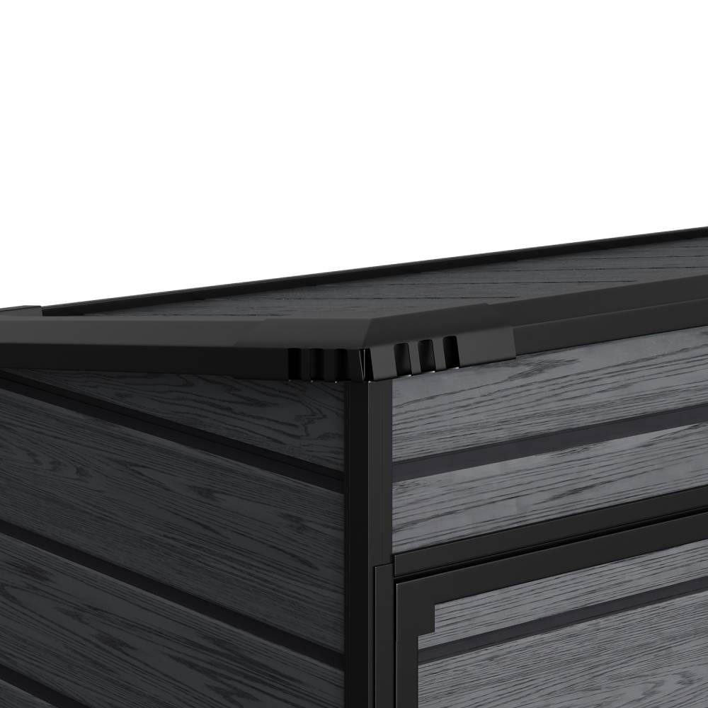 5x3ft Outdoor Plastic Storage Shed With Floor & Window, Lockable, Wood Grain Design
