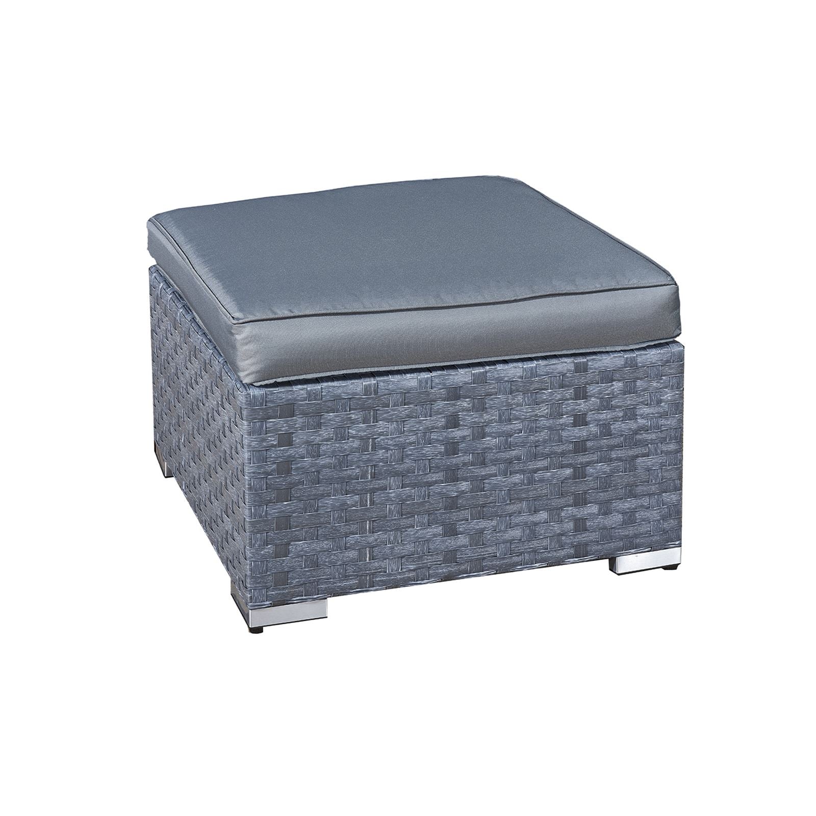 Malta Rattan Oversized Footstool | One Size | Ocean Grey