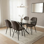 Miami Dining Table With 4 Jaydn Leather Chairs | Grey