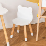 3 Piece Kids Table And Chair Set With 2 Bear-shaped Chairs, White