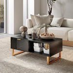 Coffee Table, Living Room Table With Drawer And Open Shelves | Black
