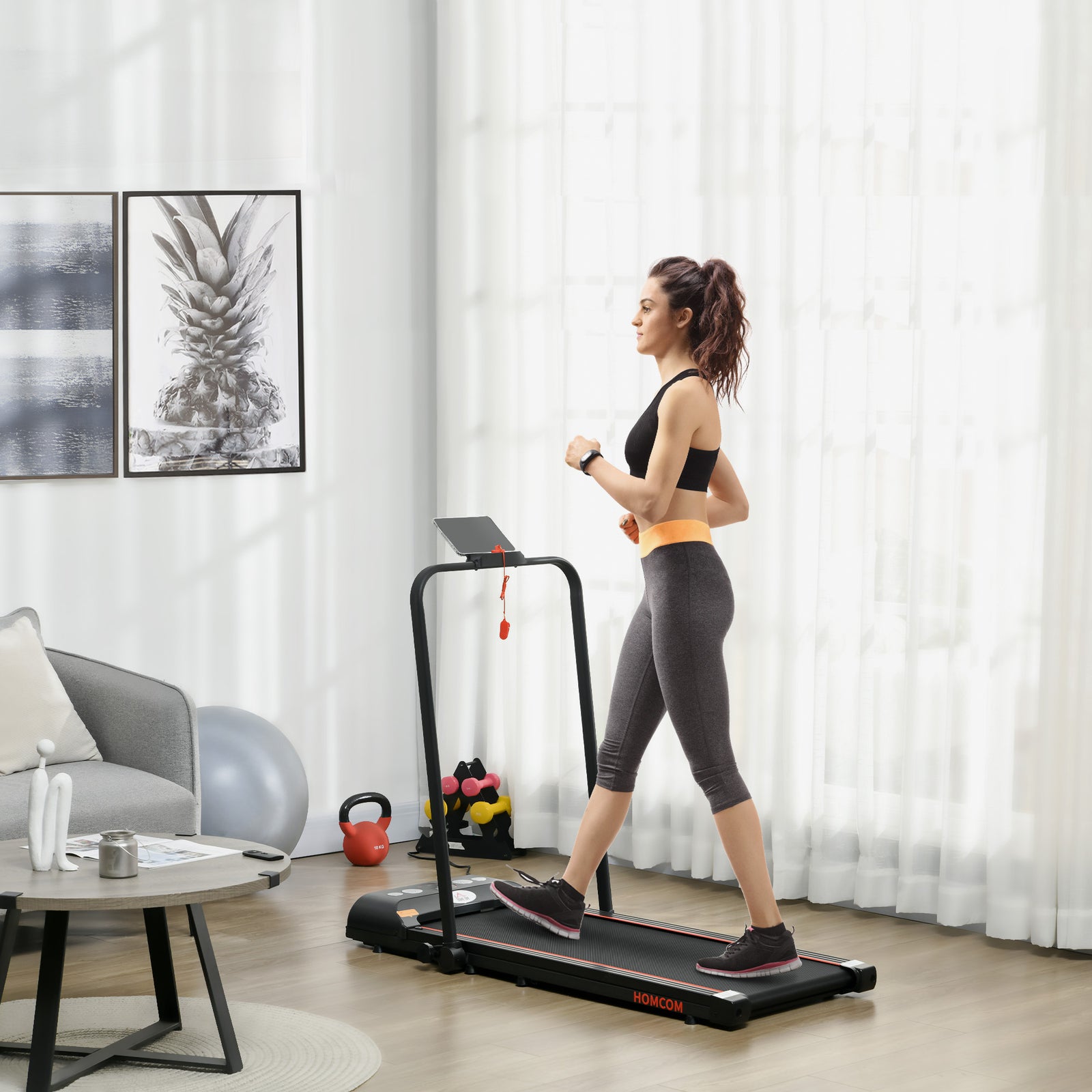 Foldable Walking Treadmill Aerobic Exercise Machine W/ Led
