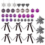 5ft Artificial Prelit Christmas Tree W/ Led Lights, Purple Ornaments | 5ft | Green