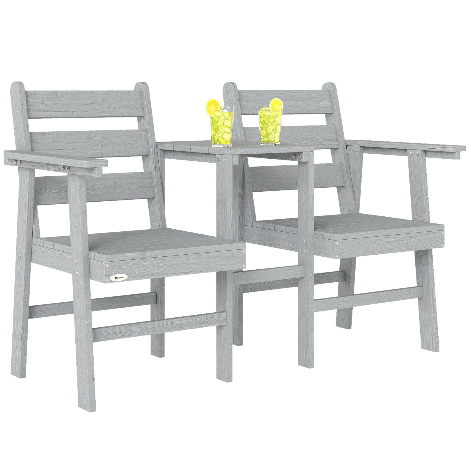 Garden Loveseat, Embossed Wood Jack And Jill Garden Seat | Grey