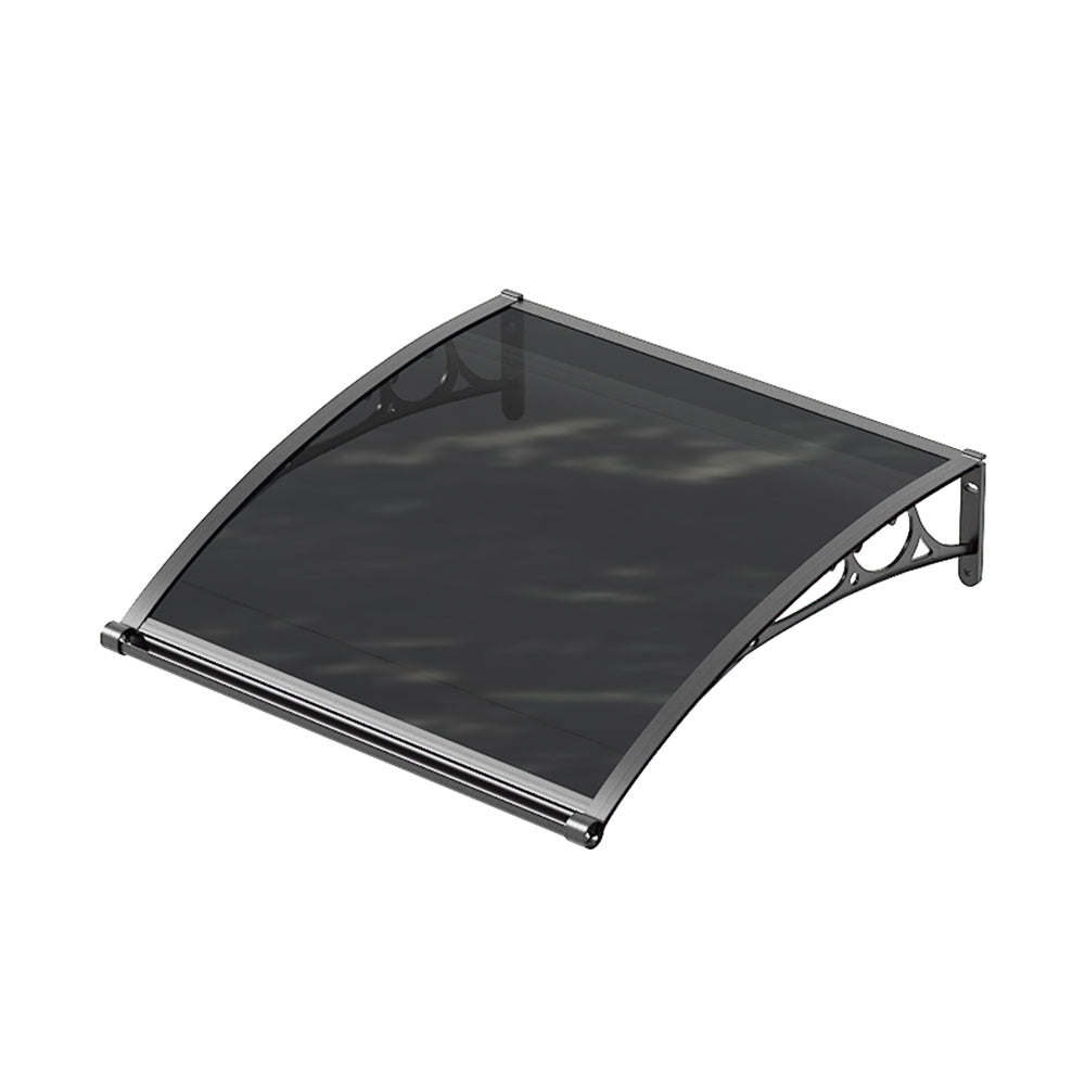 1-2m W x 1m D Curved Outdoor Door Window Awning Canopy | XS | Dark Grey