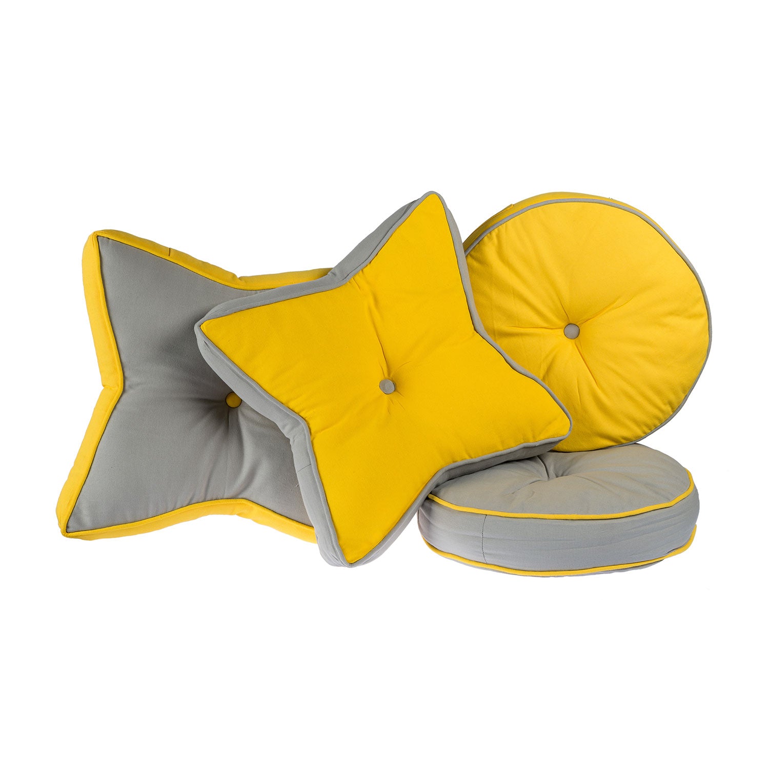 Star Shaped Floor Cushion | Yellow & Grey