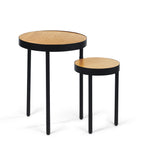 Rotating Side Table Wood Effect Table Top | Black