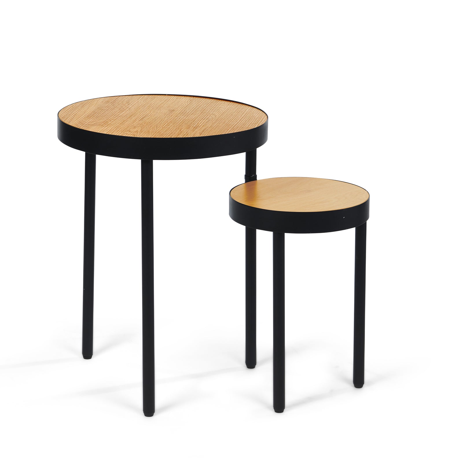 Rotating Side Table Wood Effect Table Top | Black