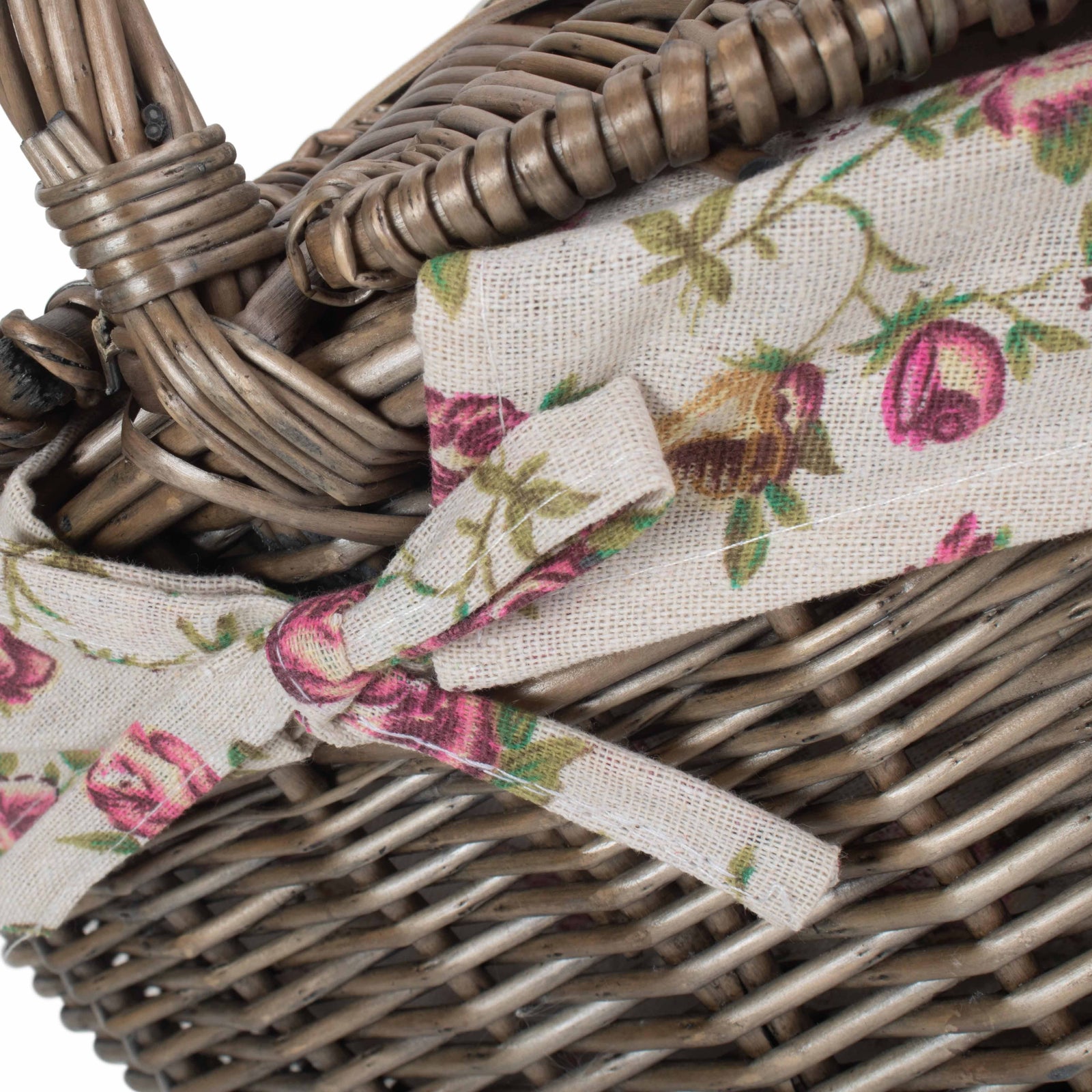 Wicker Antique Wash Finish Oval Picnic Basket | Red