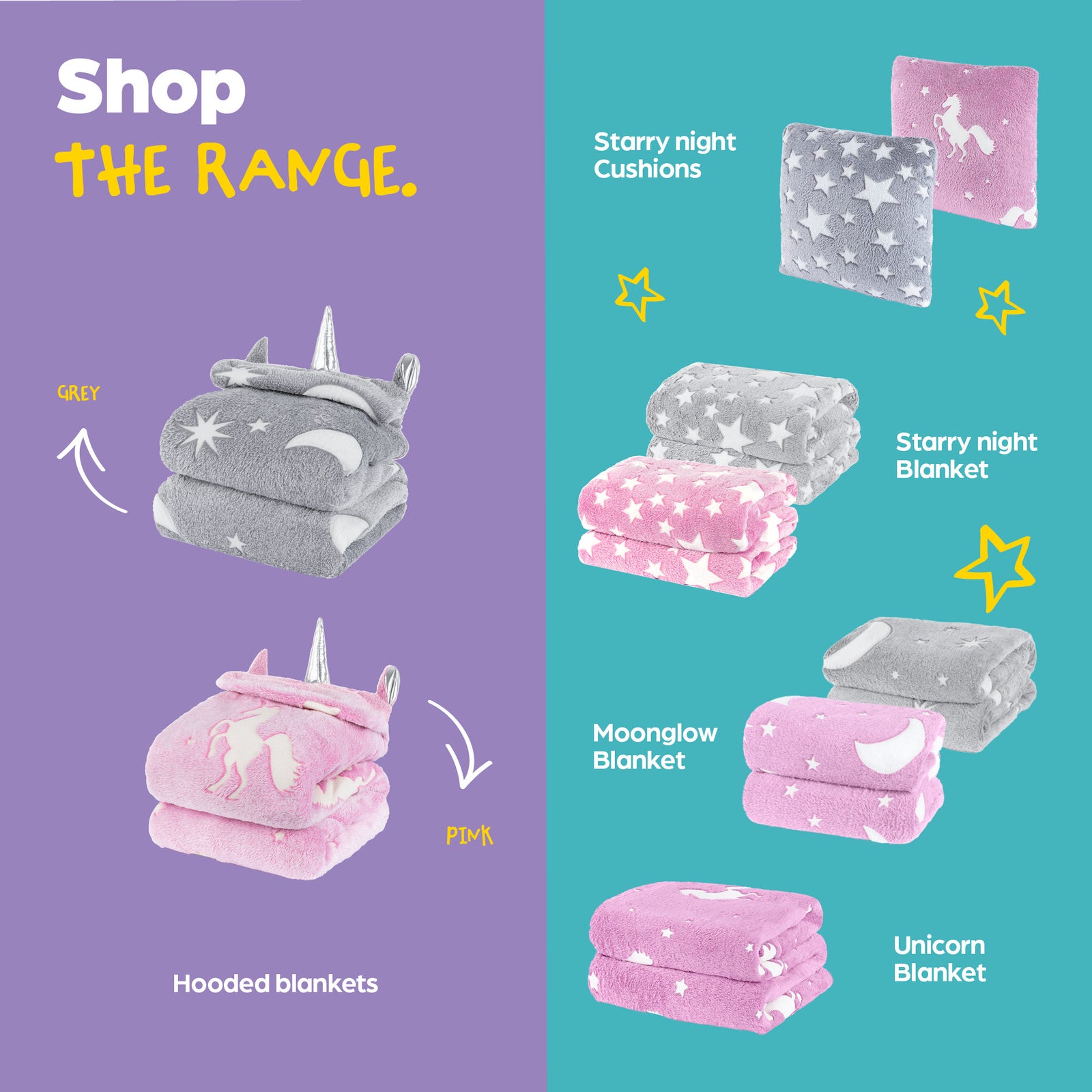 Glow In The Dark Pink Unicorn Hooded Blanket For Girls Boys And Kids