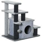 Dog Steps For Bed 4 Step Pet Stairs Cat House With Detachable Cover | Gray