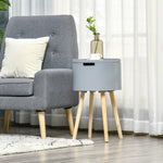 Side Table Wood Nightstand W/ Hidden Storage Space | Gray
