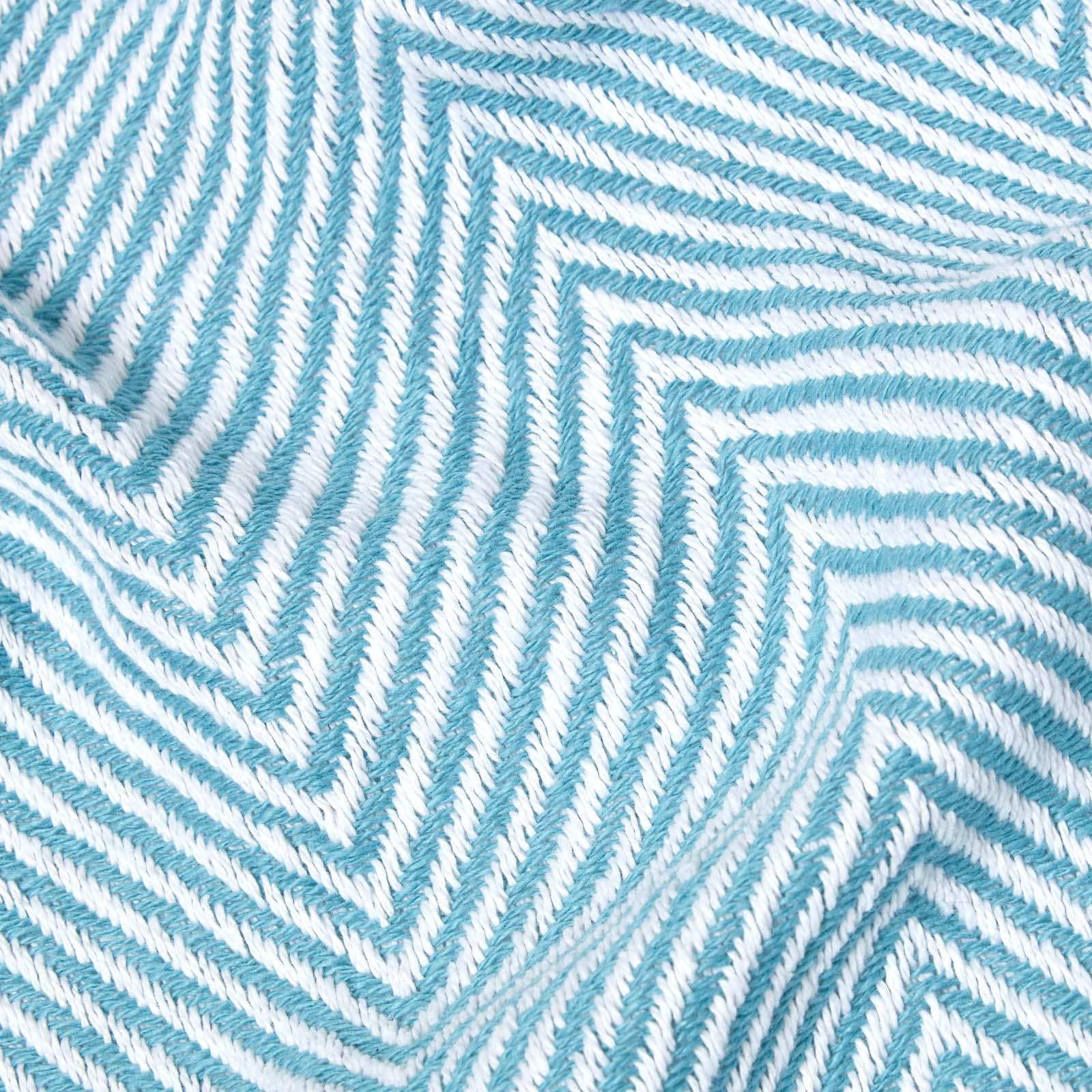 Cotton Halden Chevron Grey Throw | 150cm x 200cm | Teal