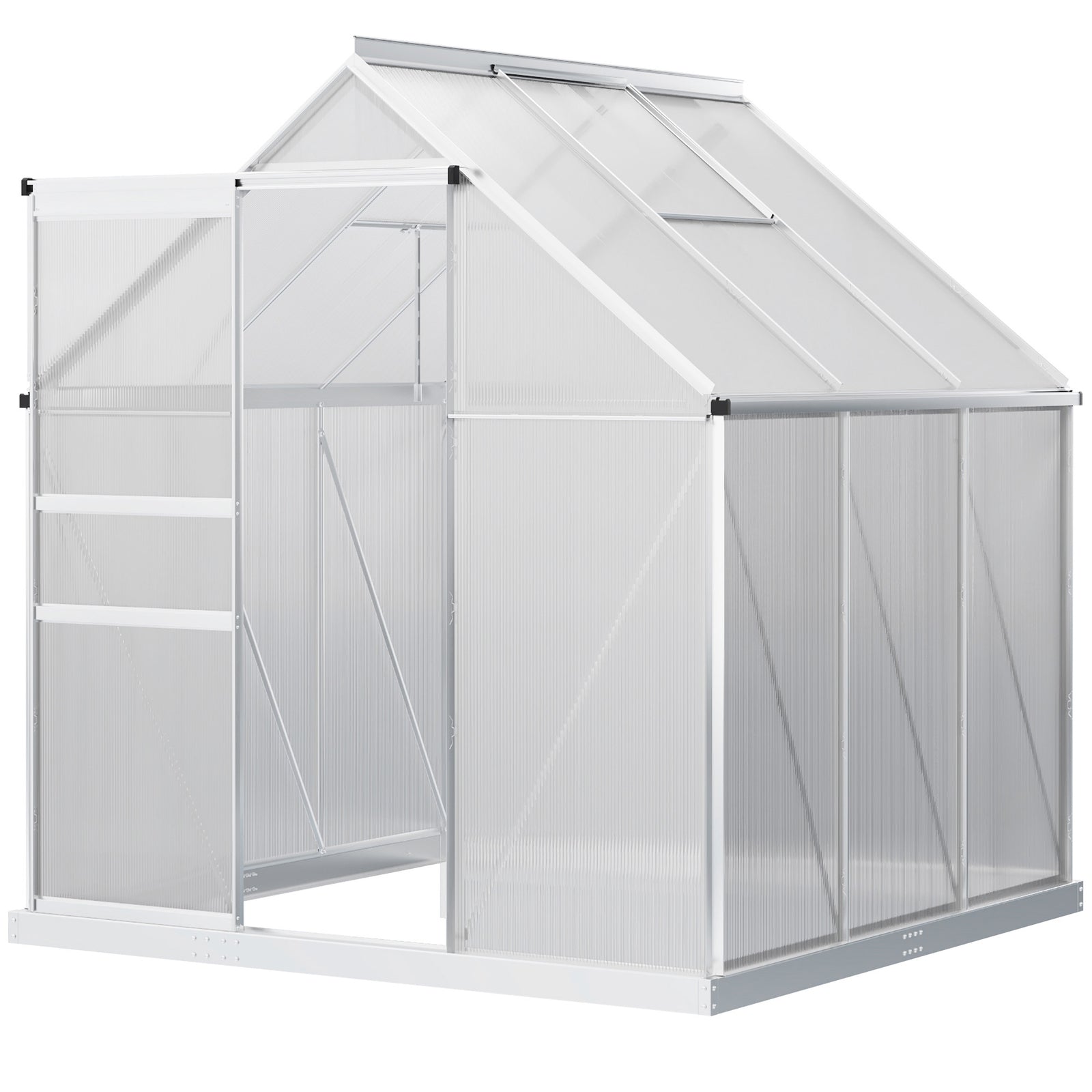 Polycarbonate Walk-in Garden Greenhouse W/ Sliding Door