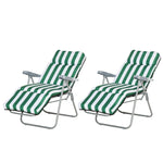 Set Of 2 Adjustable Sun Lounger Recliner Reclining Seat | Green