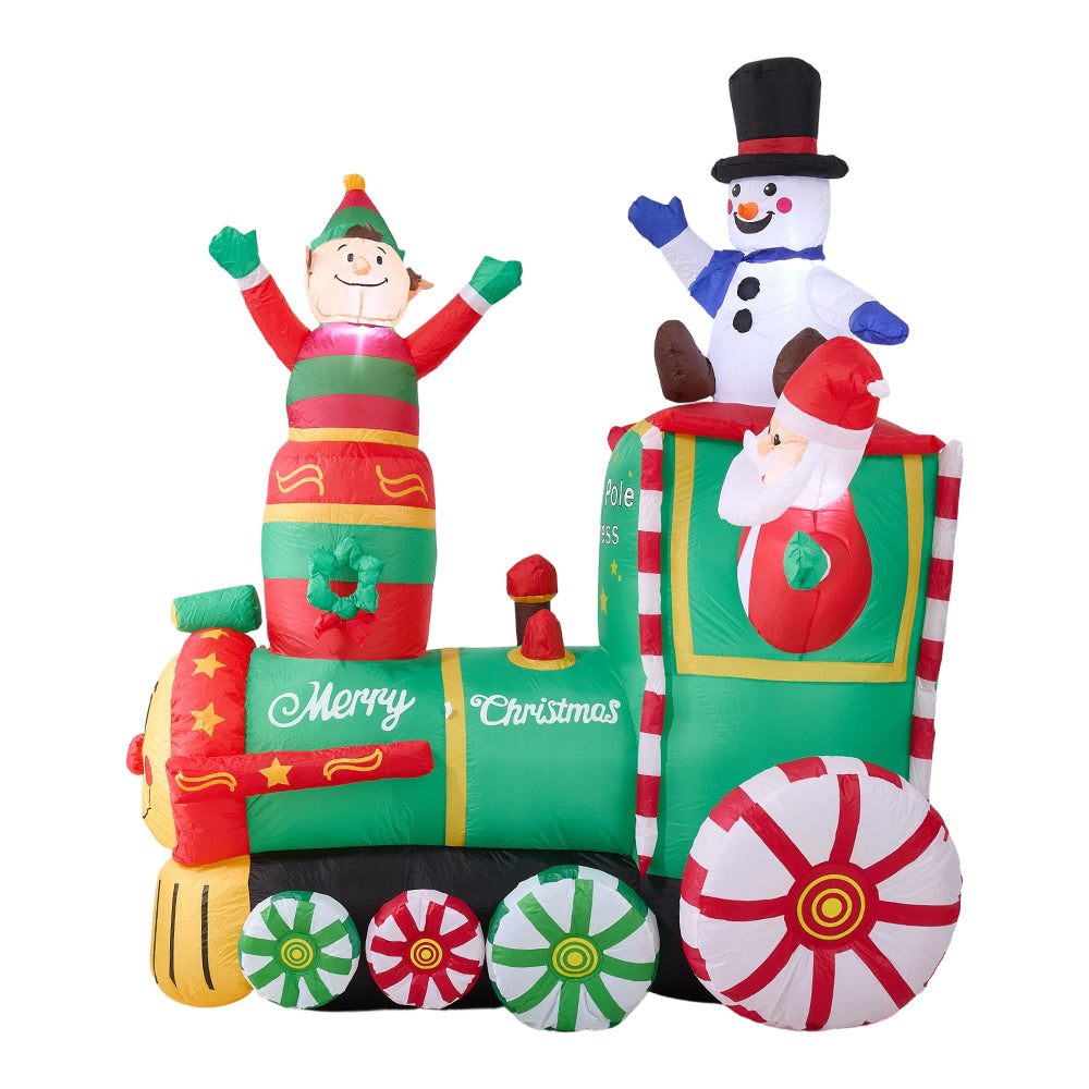 1.86m H Inflatable Polar Express Train – Outdoor Christmas Decoration With Led Lights, Air Blower, Stakes & Water Bags