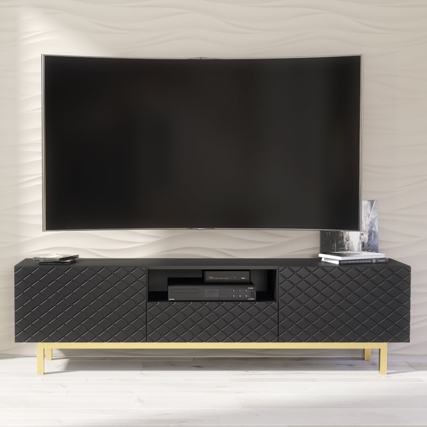 Diamond Luxe Tv Unit 180cm - Deco | Black