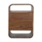 Solid Wood Chestnut Curve 2 Drawer Bedside