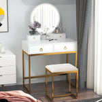 HOMCOM Dressing Table Set Vanity Desk With Led Mirror & Stool