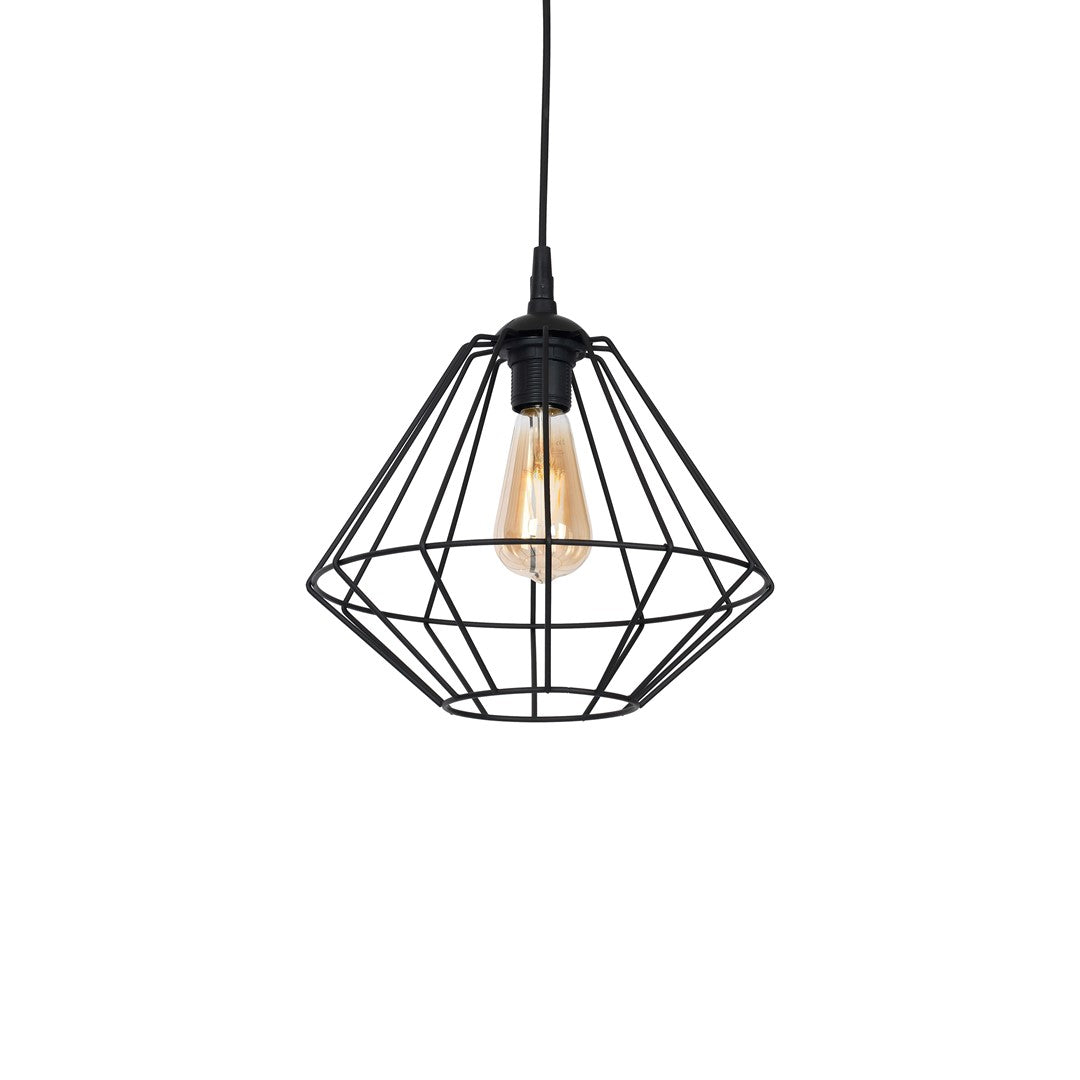 Colin Black Pendant Lamp 1xe27 Hand Made Matt Black Cage Style Lamps Creating Industrial Chic