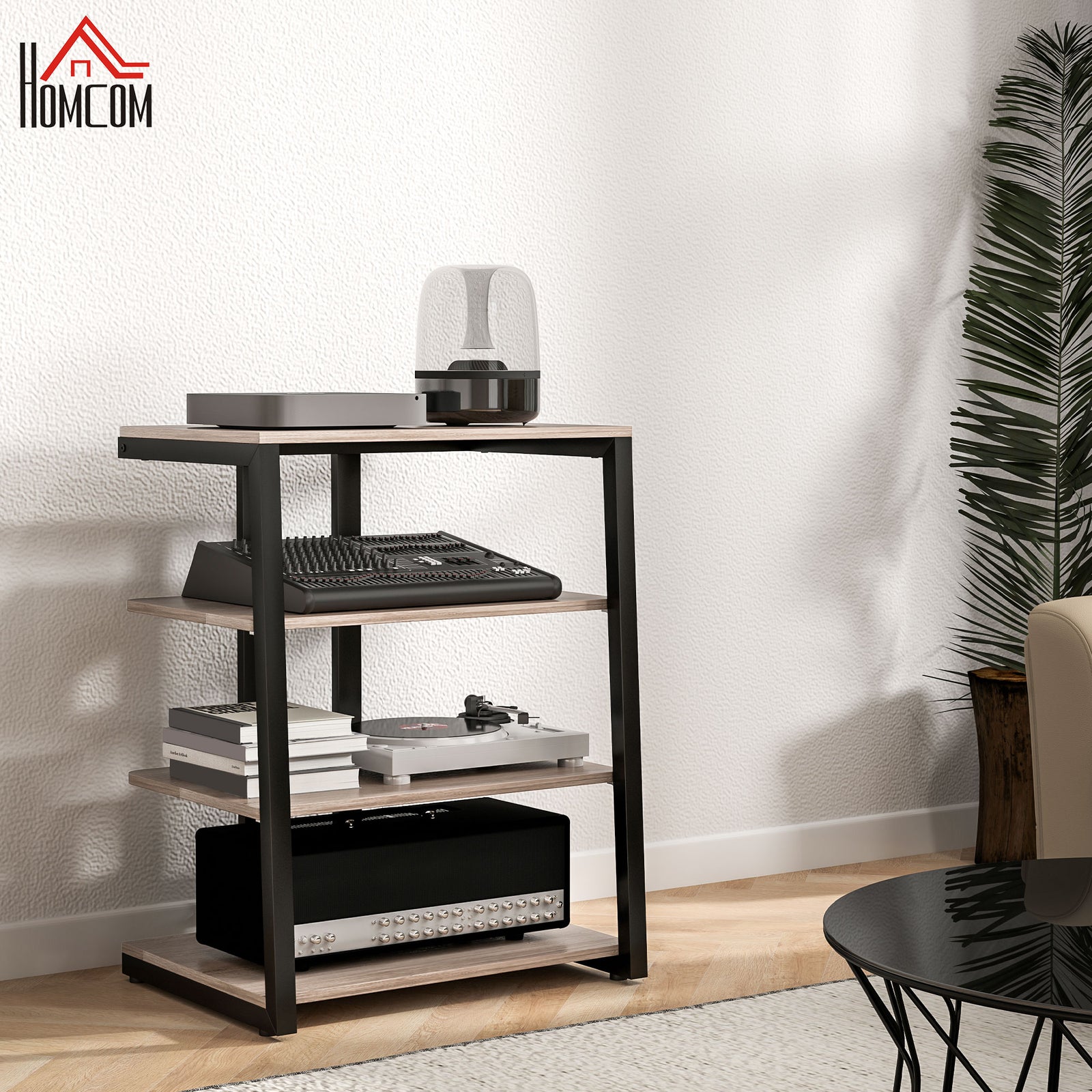 Hifi Rack Stand W/ 4-tier Power Strip | Gray