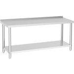 90cm/120cm/180cm×60cm×80cm H Commercial Kitchen Prep 2 Tier Work Stainless Steel Table With Backsplash | Large