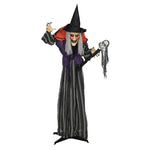 Voice Activated Halloween Animatronics Standing Witch & Skull Staff