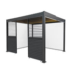 Anthracite Aluminium Pergola With White Blinds, 2 X Side Panels & Led Lights | 3m x 3m | Anthracite