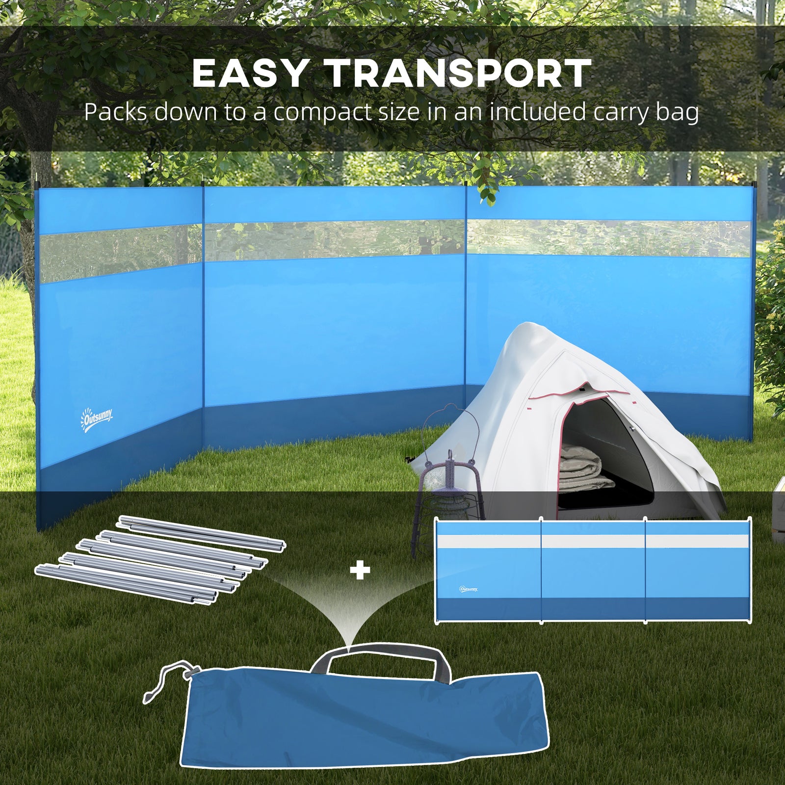4 Pole Camping Windbreaks With Clear Windows And Carry Bag | Blue