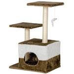 Cat Tree W/ Sisal Scratching Posts, House, Perches, Toy Mouse | Brown