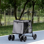 One-click Foldable Pet Stroller W/ Mesh Windows, For Small Pets | Grey