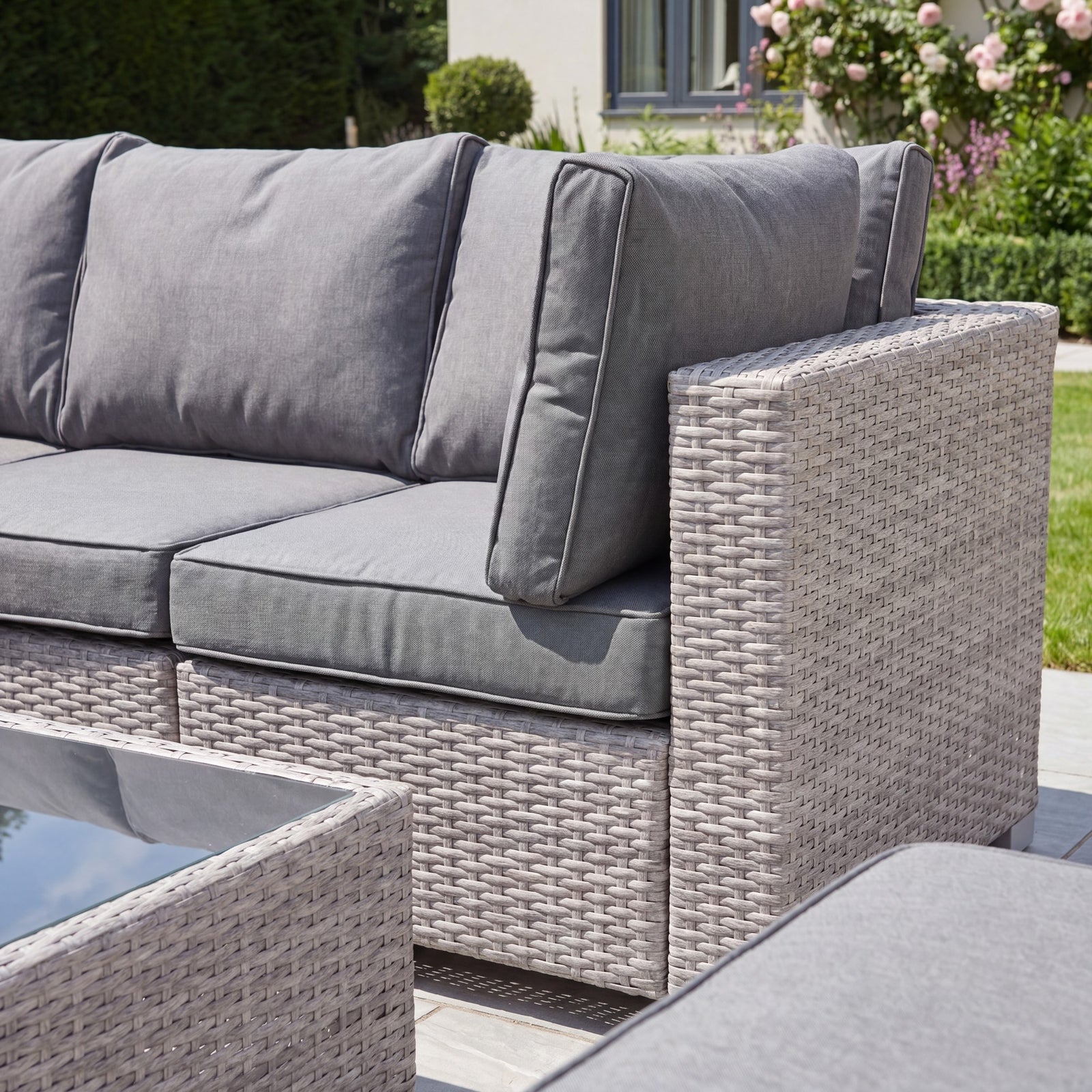 Saviano 5 Seat Modular L-shaped Rattan Corner Set | Grey