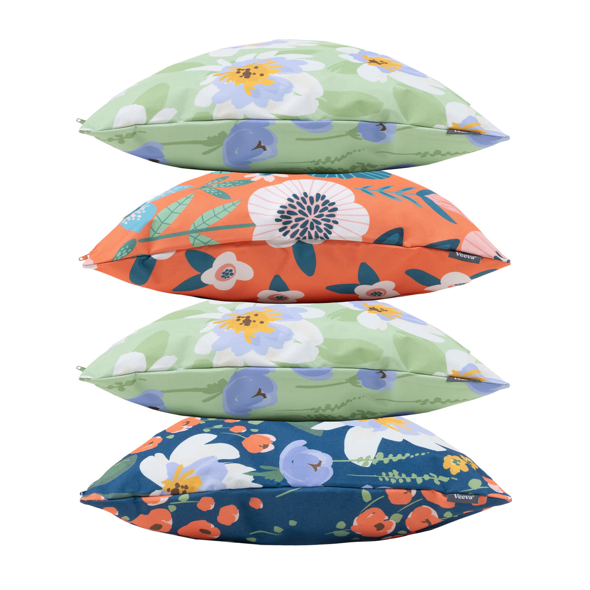 Floral Indoor Outdoor Cushion Set Of 4 Water Resistant Cushions