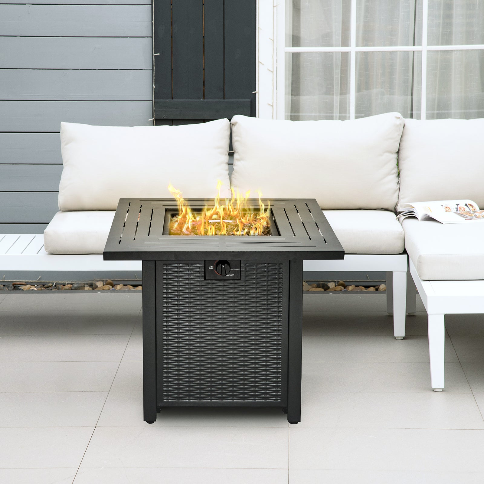 Propane Fire Pit Table 40000 Btu W/ Lava Rocks