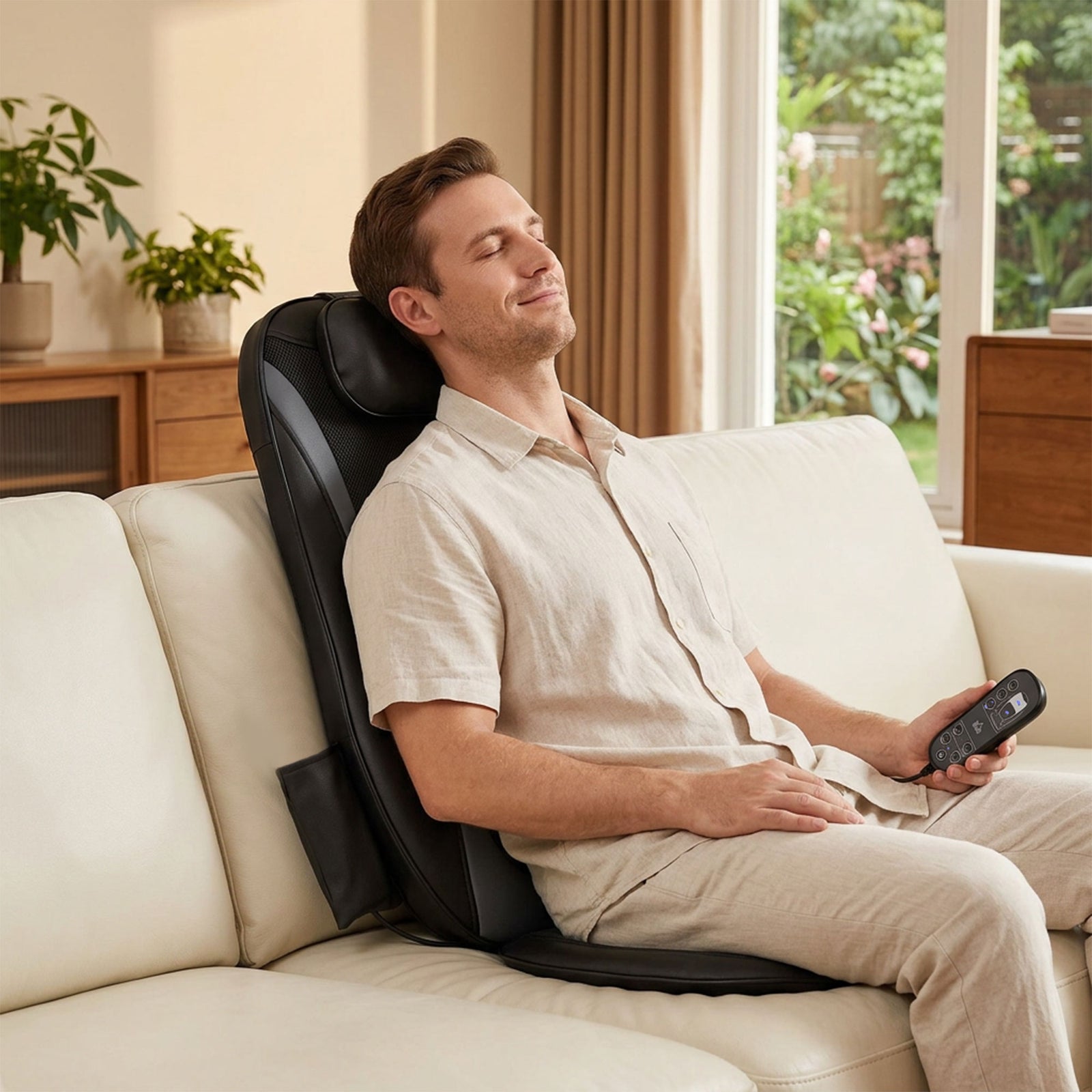 HOMCOM Back Massager With Heat, Deep Tissue Massage Chair For Home Office