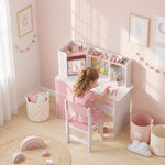 AIYAPLAY Kids Desk And Chair Set W/ Cabinets For Ages 5-12 Years, Pink