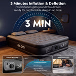 Inflatable Air Mattress With Soft Surface Built-in Electric Pump | Double | Black