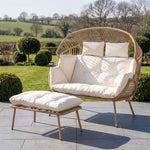 Cocona 2 Seat Standing Egg Chair And Stool | One Size | Cream