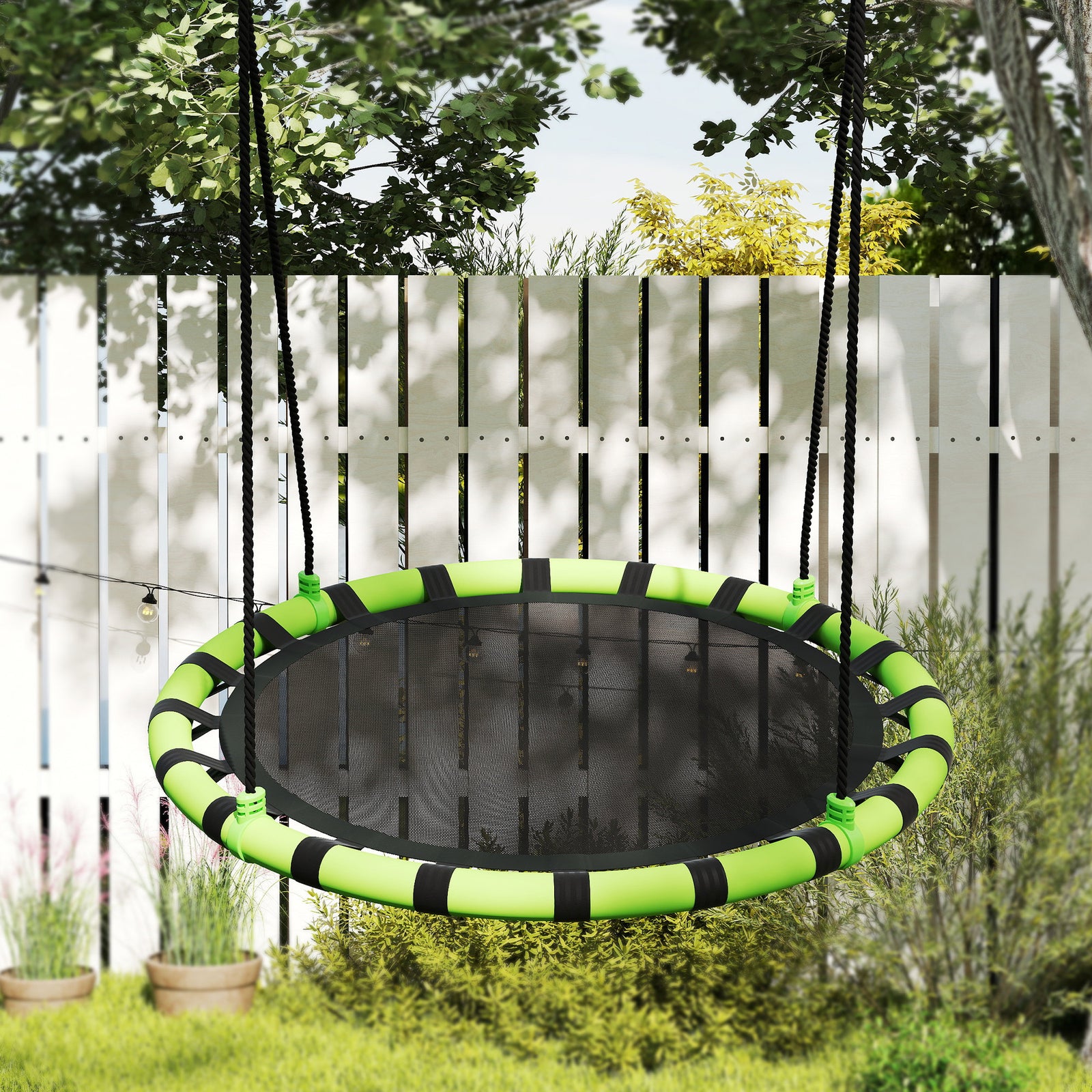 Kid Nest Swing Seat, Hanging Swing Set With Height Adjustable Ropes | Large | Black