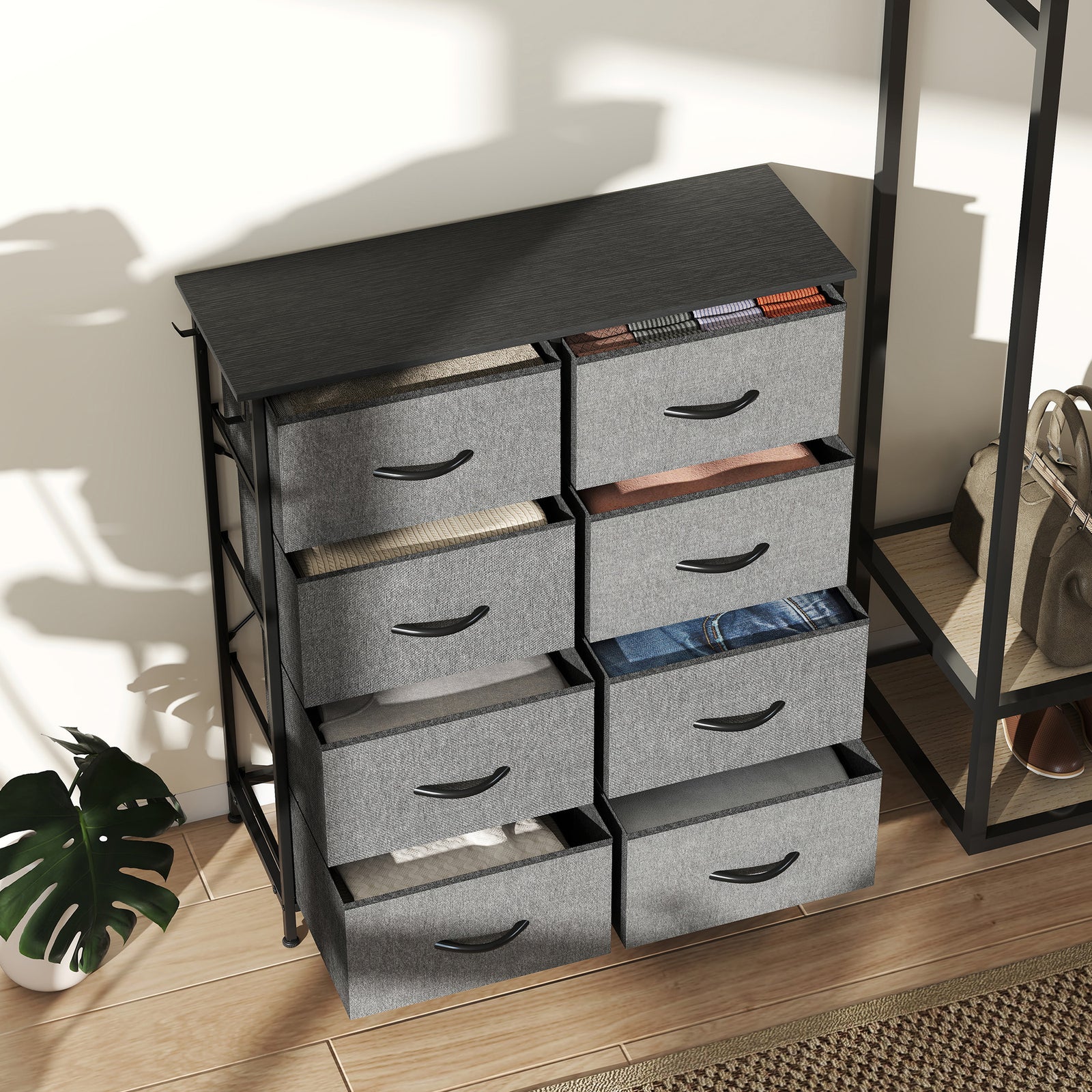 Fabric Chest Of Drawers, 8 Drawer Dresser For Bedroom | Grey