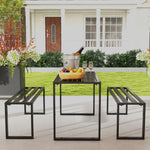 3 Pieces Picnic Bench Set With Table And Benches, Black