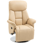 Adjustable Swivel Recliner With Footrest, Padded Arms | Beige