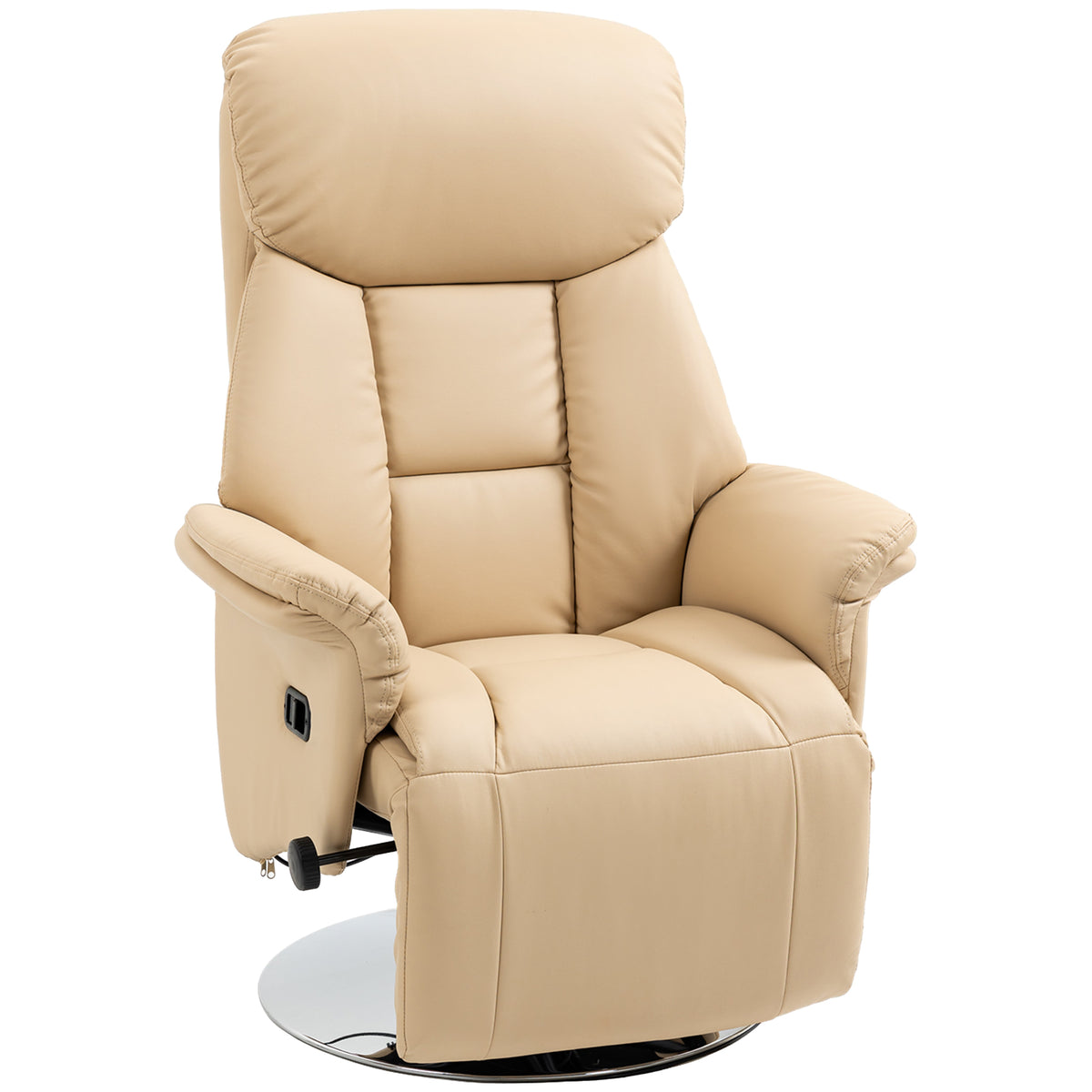 Adjustable Swivel Recliner With Footrest, Padded Arms | Beige