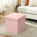 Foldable Sherpa Fleece Storage Ottoman, 38 x 38 x 38cm | Pink