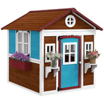 Wooden Playhouse With Doors, Windows, Plant Pots For Kids | Brown