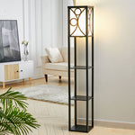 Breeins Floor Lamp Wood Standing With Storage Shelf